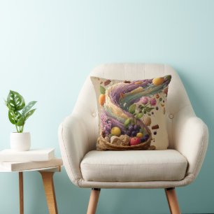 Coussin Illustration numérique d'un panier de fruits et de