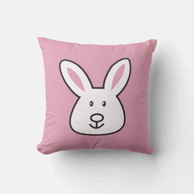 Coussin Illustration Pastel Pink Cute Bunny Pâques (Recto)