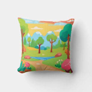 Coussin Illustration paysagère avec arbres