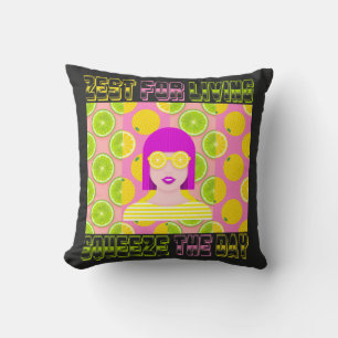 Coussin Illustration Pop Art Citrus avec Pressez le jour