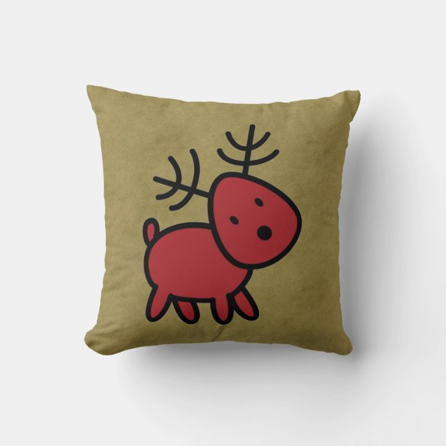 Coussin Illustration Red Christmas Reindeer (Recto)