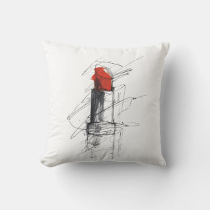 Coussin Illustration Red Lipstick - Maquillage minimaliste