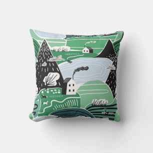 Coussin Illustration scandinave abstraite dessinée à la ma