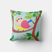 Coussin Illustration Texturée d'Oiseau Fantaisiste dans un (Recto)