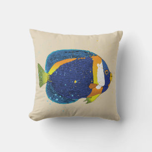 Coussin Illustration Tropical Ange Bleu Lumineux Jaune