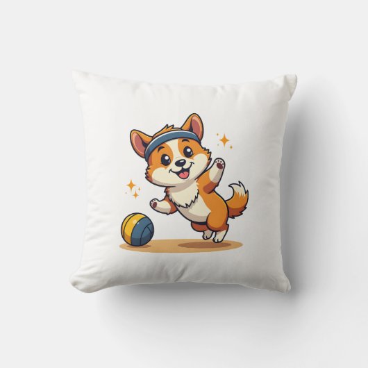 Coussin Illustration vectorielle de chien de volley-ball C (Recto)