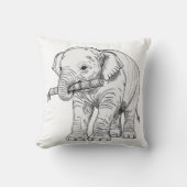 Coussin Illustration vectorielle de ligne d'éléphant de bé (Recto)