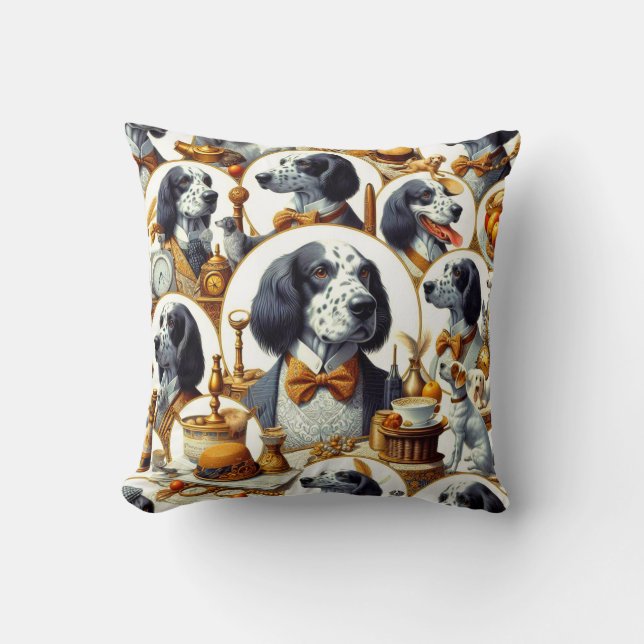 Coussin Illustration vintage Anglais Setter (Recto)