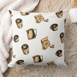 Coussin Illustration vintage de buveur de café à motifs