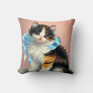 Coussin Illustration vintage de chaton calico