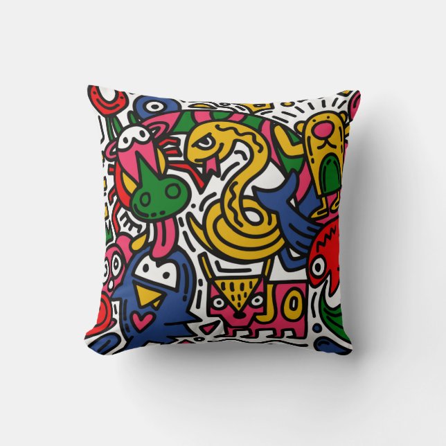Coussin Illustration vintage de Doodle, dessin animé (Recto)
