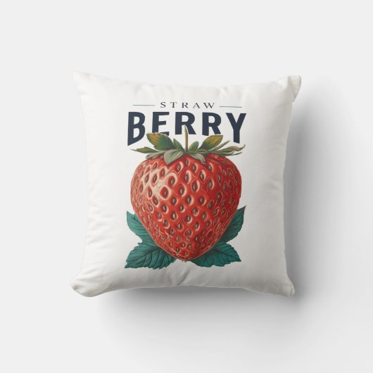 Coussin Illustration Vintage de Fraise (Recto)