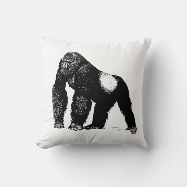 Coussin Illustration vintage de gorille de Silverback, (Recto)