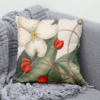 Coussin Illustration vintage de la fleur de bois de chien