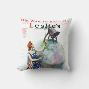 Coussin Illustration vintage de Lady Liberty pour une couv