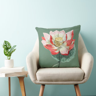 Coussin Illustration Vintage de Nénuphar Art Spirituel