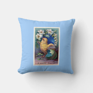 Coussin Illustration vintage de Pâques avec poussin
