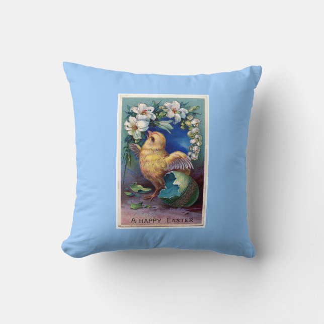 Coussin Illustration vintage de Pâques avec poussin (Recto)