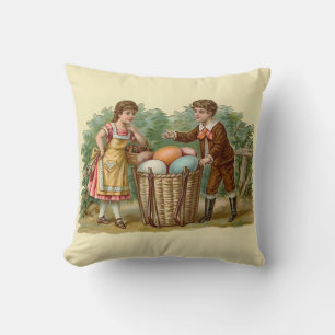 Coussin Illustration vintage de Pâques victorienne
