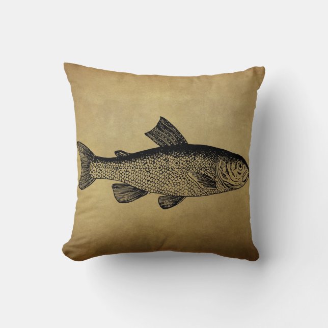 Coussin Illustration vintage de poissons (Recto)