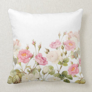 Coussin Illustration vintage de pré de roses de sépia ro