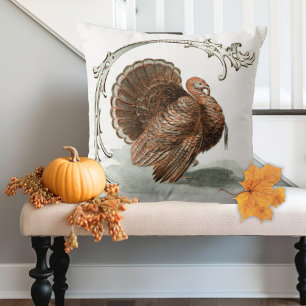 Coussin Illustration vintage de Thanksgiving Turkey