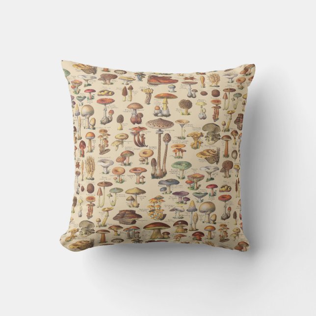 Coussin Illustration vintage des champignons (Recto)