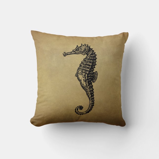 Coussin Illustration vintage d'hippocampe (Recto)