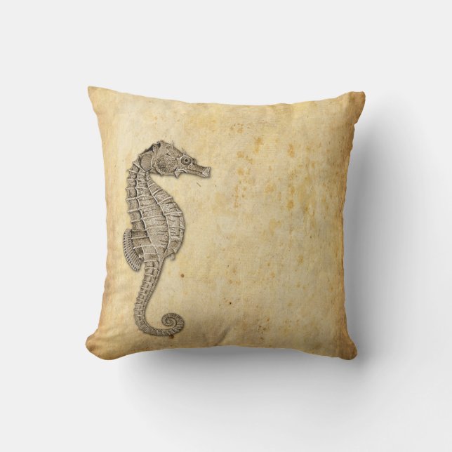 Coussin Illustration vintage d'hippocampe (Recto)