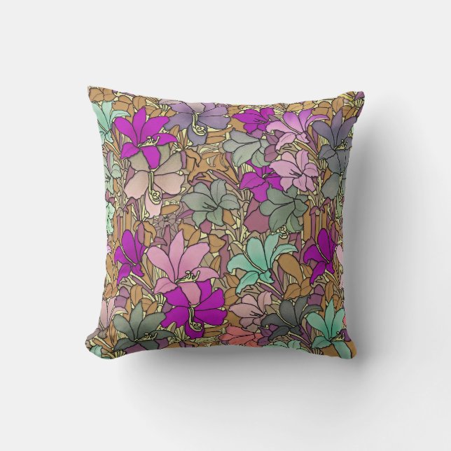 Coussin Illustration vintage du modèle floral (Recto)