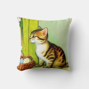 Coussin Illustration vintage Tabby Cat