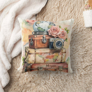 Coussin Illustration Vintage voyage personnalisée