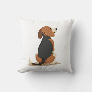Coussin Illustration vue arrière du chien Beagle vintage A