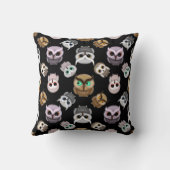 Coussin Illustrations de chouette mignonne sur fond noir (Verso)