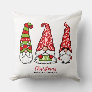 Coussin Illustrations de Trois Gnomes Joyeux Noël