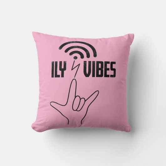 Coussin ILY Vibes - Conception ASL (Recto)
