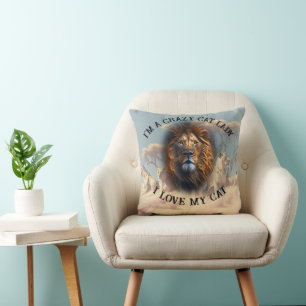 Coussin "I'm A Crazy Cat Lady" Fun Custom Throw Pillow