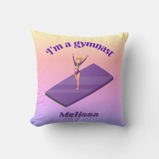 Coussin I'm A Gymnast - Girl with/ Leotard on Purple Gym M (Recto)