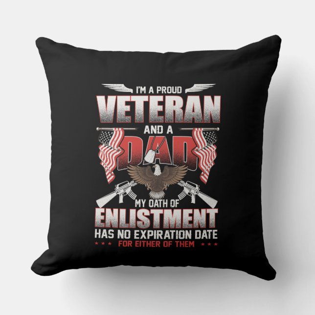 Coussin I'm A Proud Veteran and a Dad (Recto)
