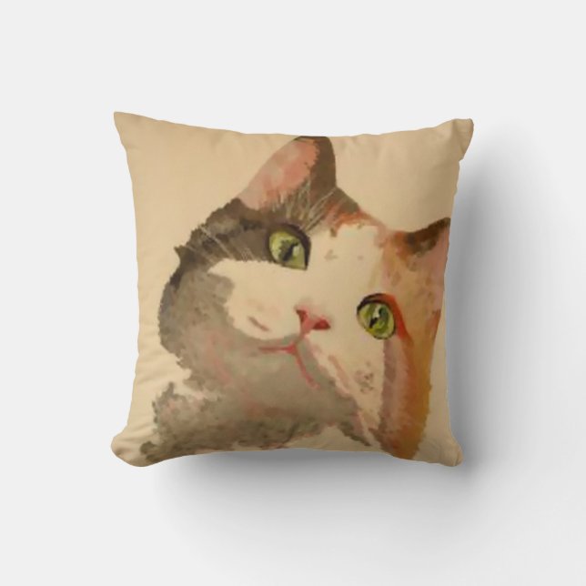 Coussin I'm All Ears : Calico Cat Portrait (Recto)