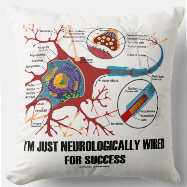 Coussin I'm Neurologically Wired for Success (Throw pillow featuring neuron/synapse for anyone who is just neurologically wired for success!)