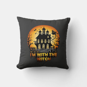 Coussin Im Witch Maison Hantée Pleine Lune Citrouilles