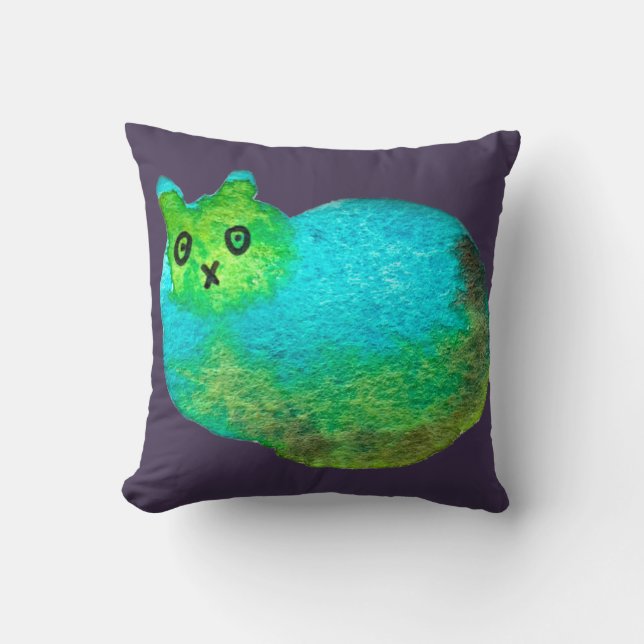 Coussin Image d'art de chat bleu gras mou (Recto)