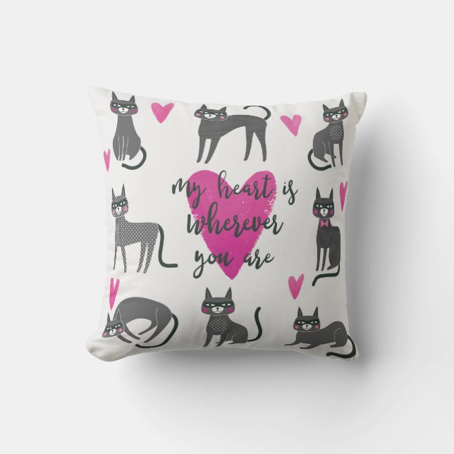 Coussin Image de chat mignon. Love lettering (Recto)