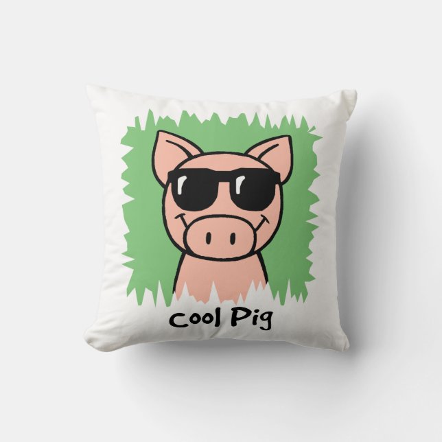 Coussin Image de dessin animé de cochon cool avec des lune (Recto)