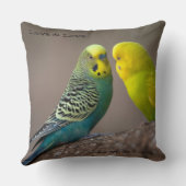 Coussin Image de deux perroquets personnalisée avec texte  (Verso)