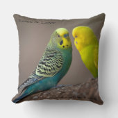 Coussin Image de deux perroquets personnalisés avec texte  (Recto)