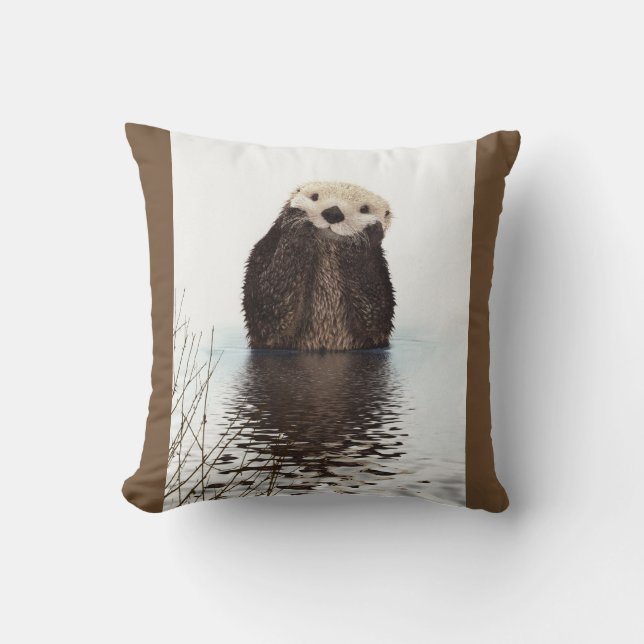 Coussin Image de la faune de Cute Otter (Recto)