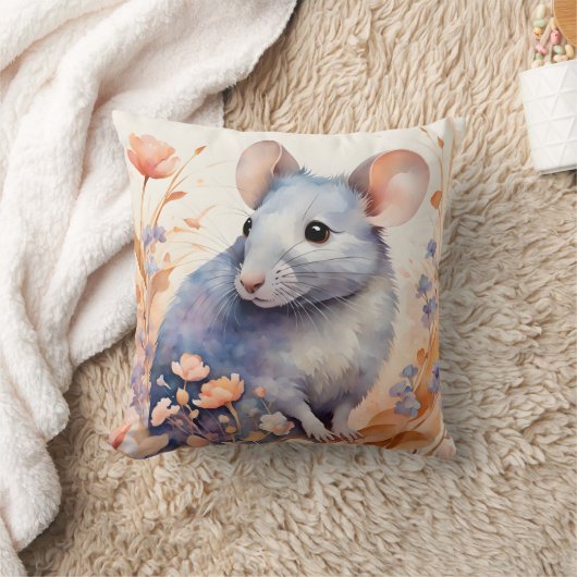 Coussin Image de l'aquarelle de la souris (Couverture)