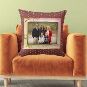 Coussin Image du cadre de photo de fleurs modernes Pois ro